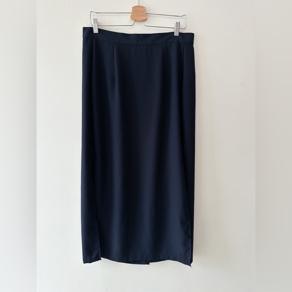 Vintage Pariscope Maxi Length Wrap Skirt With Slits - Dark Navy- Size Est. Large - Picture 2 of 8